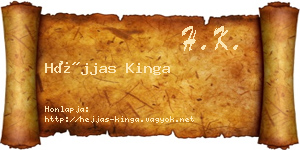 Héjjas Kinga névjegykártya