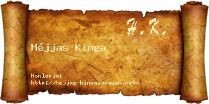 Héjjas Kinga névjegykártya